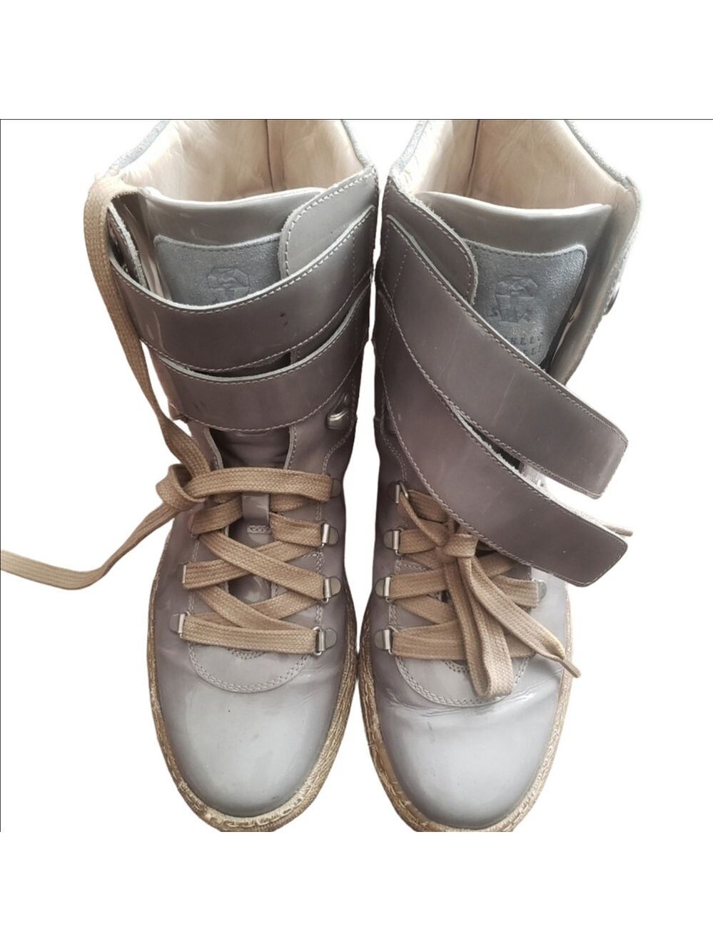Brunello Cucinelli Patent Leather Hightop Sneakers.